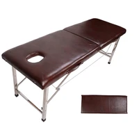 foldable pu leather massage table stainless steel leg spa massage bed for home salon dark brown