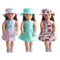 18 inch girl doll series senior dress lovely elegant casual style hat dress suitable for 43cm princess dress girls gift
