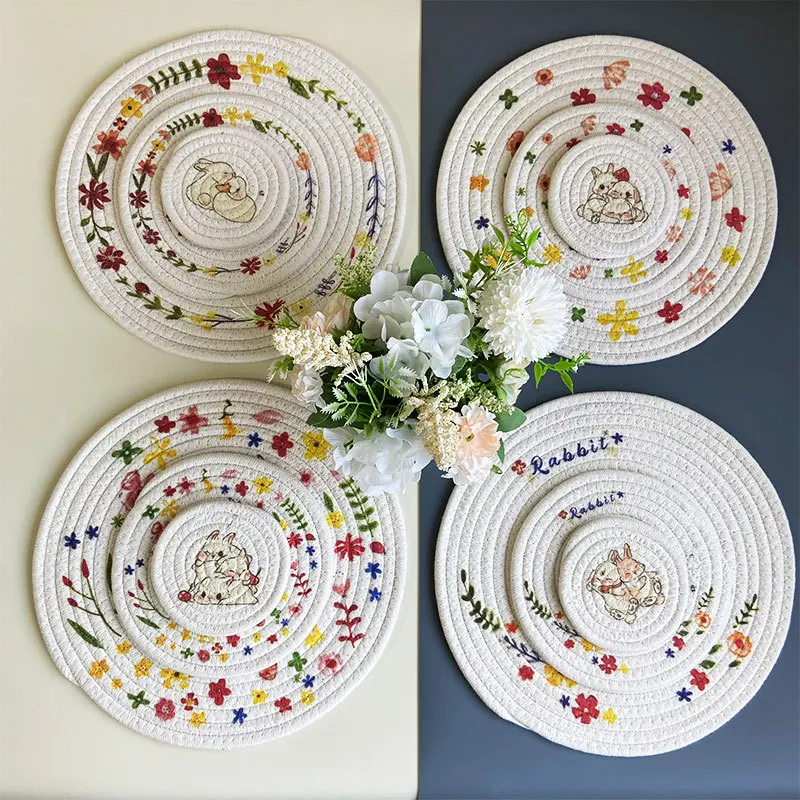 

NordicTable Mat Настольный коврик, подставка под столы с круглым принтом, 11 см, 18 см, 30 см, хлопковый прочный обеденный коврик для быстрого использования в отеле
