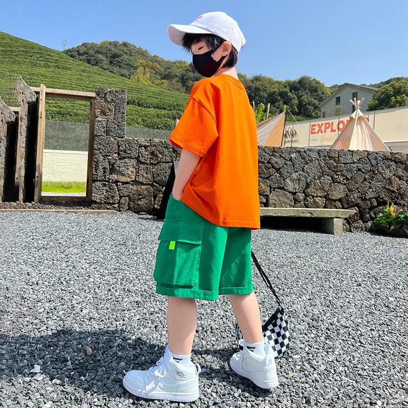 2022 Children's Clothing Sets Summer Letter Print T Shirt+Shorts Cool Clothes for Teenage Boys Tracksuit Casual Streetwear Suits