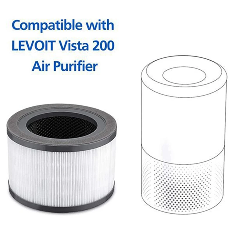 HOT-2 Pcs Air Purifier Replacement Filter For Levoit Vista 200 3 In 1 Efficiency Activated Carbon HEPA |