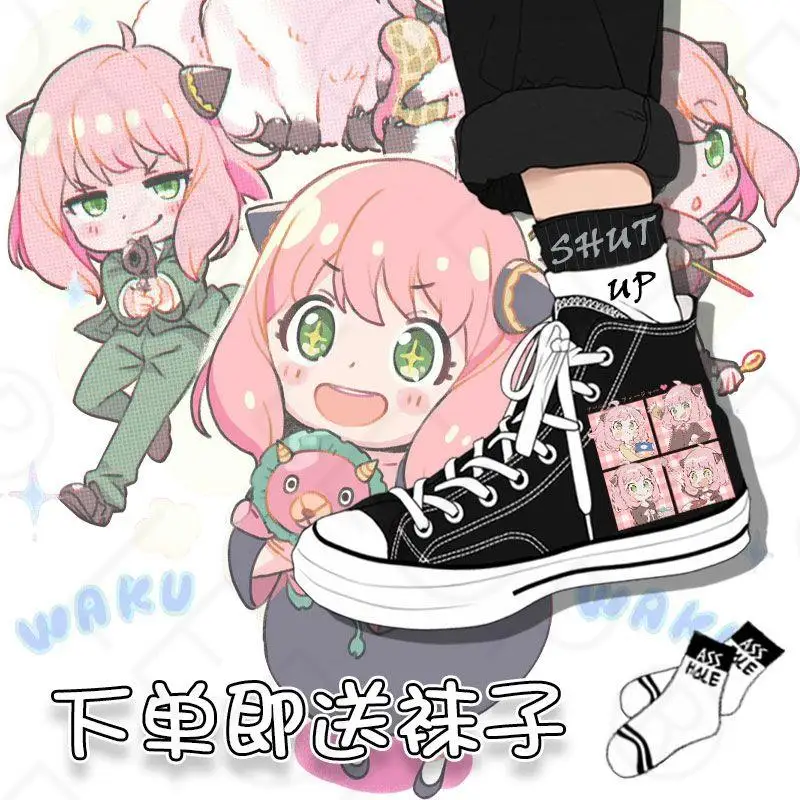 

Холщовые кроссовки Loid ForgerAnya, с принтом семьи шпионов, косплей, сумерки, высокие холщовые кроссовки ручной росписи