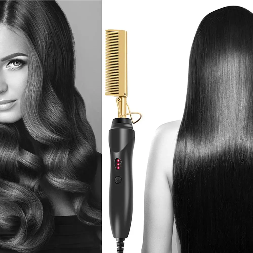 

Comb With Hairpins Beard Straightener Hot Comb Hair Straightener Heat Pressing Combs Electric Hair Straightening Comb