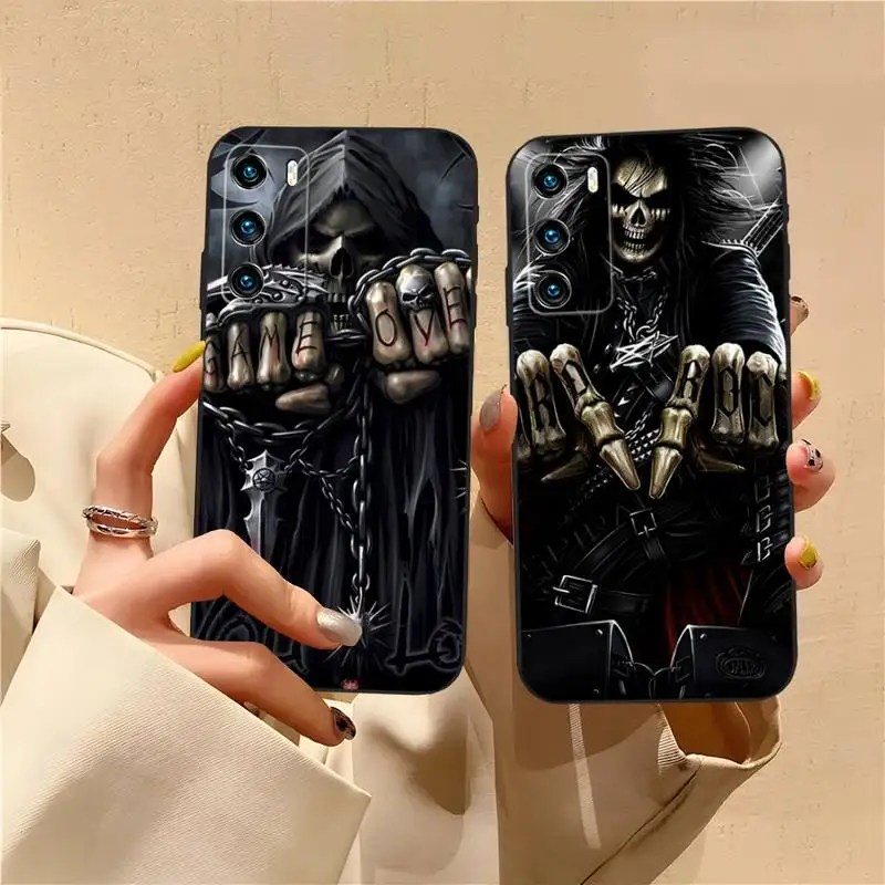 

Grim Reaper Skull Phone Case For Huawei Honor 30Pro 30 20 10 9 I S Lite 9X 9C 8X Psmart Z V30 V20 V10 Black Funda Cover