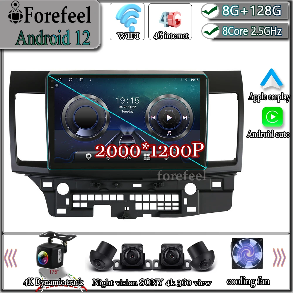 Android 12 для Mitsubishi Lancer 10 CY 2007 - 2018 мультимедийная навигация GPS Видео Авторадио плеер