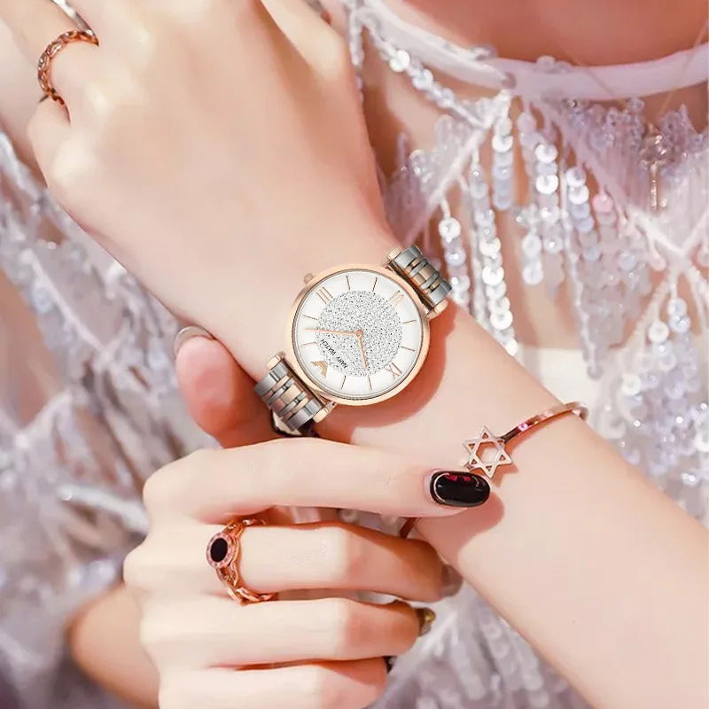 

Часы наручные NARY женские кварцевые, модные роскошные простые водонепроницаемые с блестящими бриллиантами