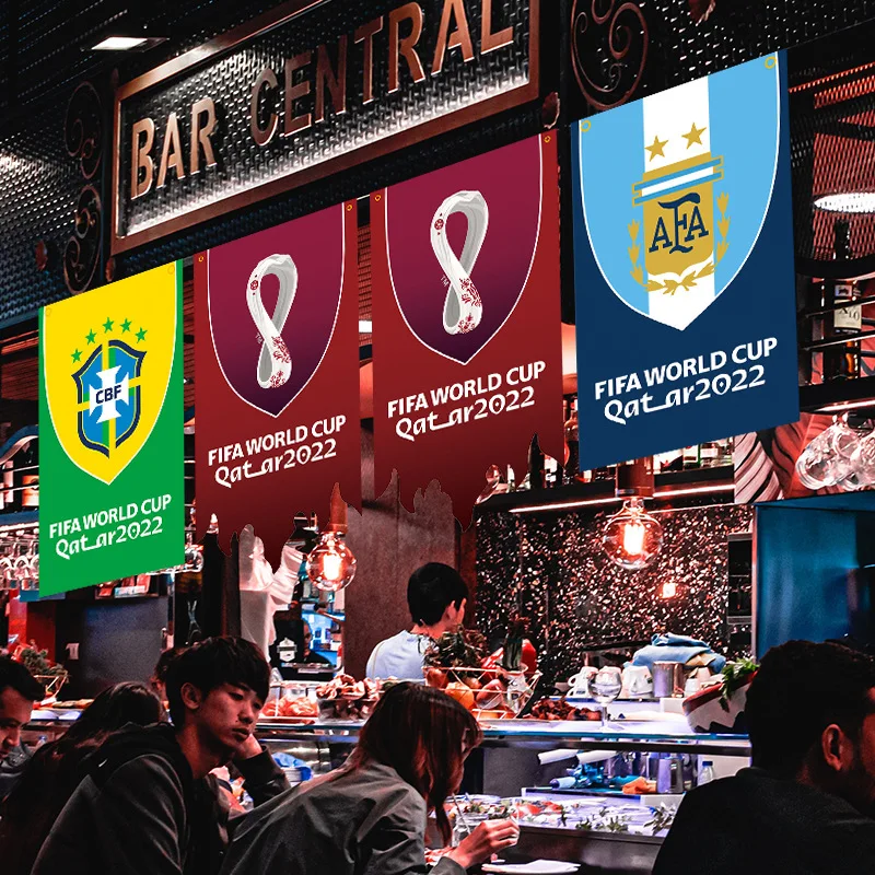 

2022 Hot Qatar World Cup Flags Argentina Canada Mexico American Uruguay Ecuador Iran Football Party Fans Decoration Hanging Flag