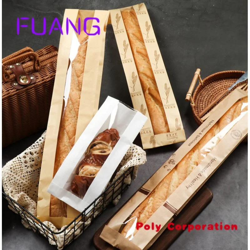 Пакеты для багета булочки пищевая Свежая Упаковка пакеты хлеба из крафт-бумаги 50