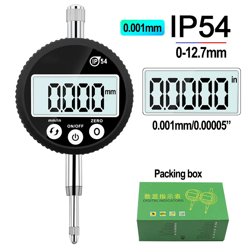 

Digital Dial Indicator 0.001mm/0.01mm Accuracy Digital Probe Indicator Dial Test Gauge Tester Tools 0-12.7mm
