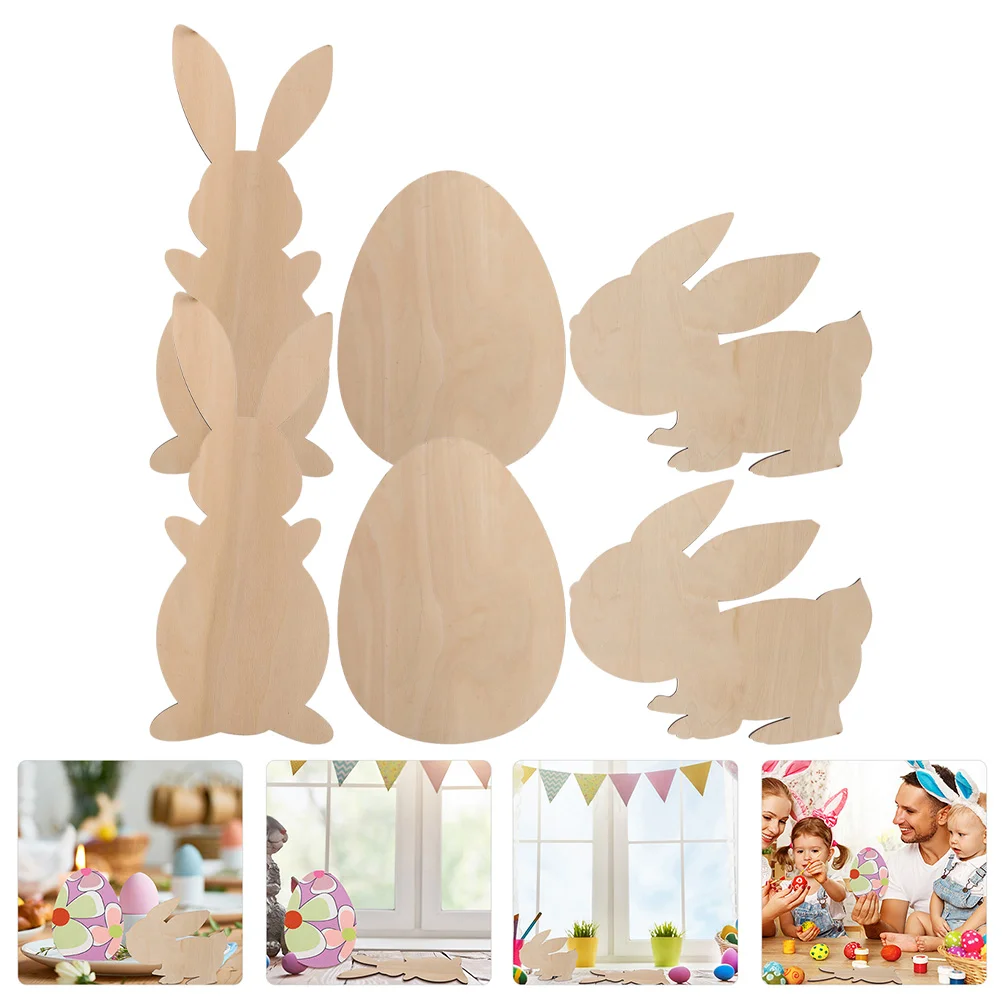 

Easter Bunny Cutouts Wooden Wood Unfinished Crafts Blank Cutout Rabbitdiy Slices Egg Party Graffiti Eggs Bunnies Adornments Chip