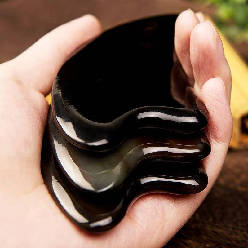 

Gua Sha Facial Tool Natural Black Horn Guasha Board for Face and Body Massager Relieve Muscle Tensions and Reduce Puffiness