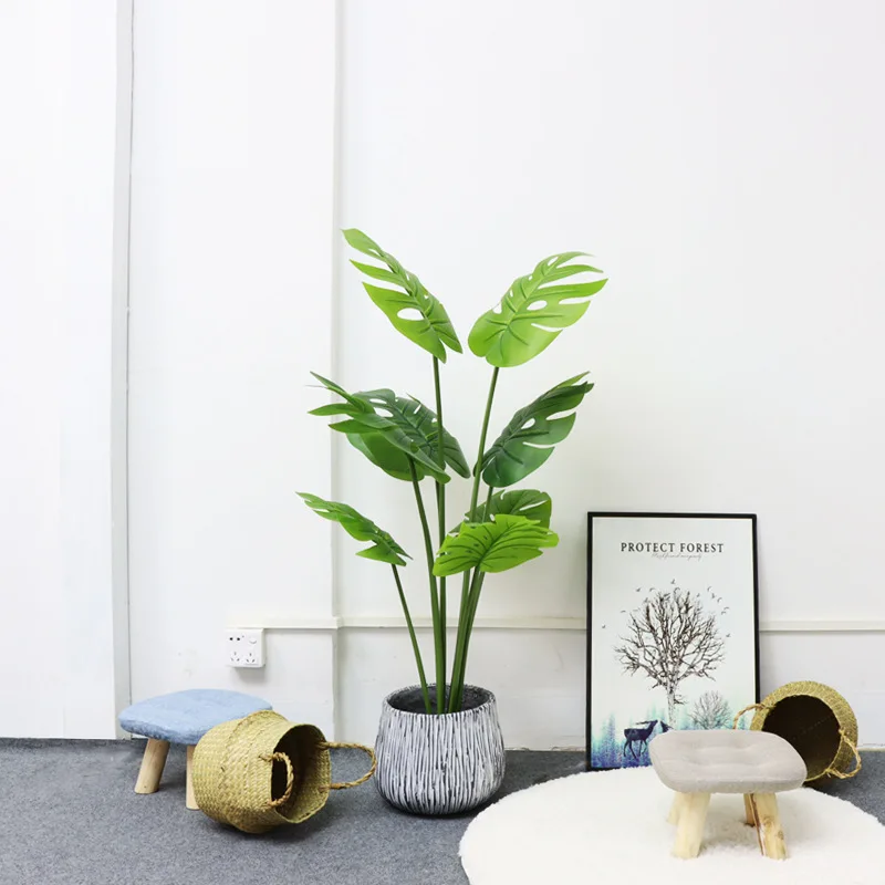 

120-150cm Large Artificial Simulation Monstera Potted Indoor Floor Decoration Fake Green Plant Bonsai Simulation Tree Ornaments