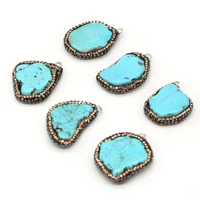 wholesale10pcs natural semi precious stone turquoise irregular shaped pendant crafts making exquisite necklace jewelry ornament
