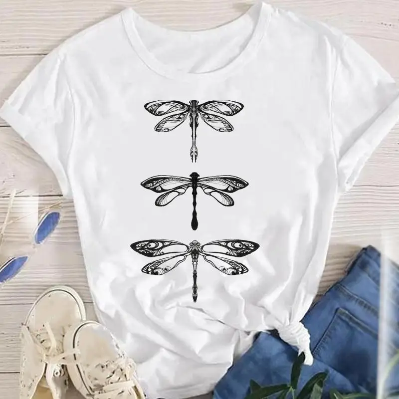 

Women Clothes Dragonfly Tees Print Tops Ladies Tshirt Short Sleeve Spring Summer 90s Cute Fashion Lady Female Graphic T-Shirt
