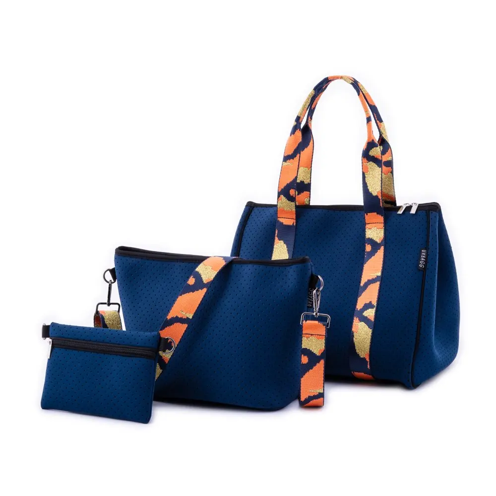 2023 NEW Neoprene Tote Bag and Crossbody Bag for Women with Zipper Beach Bag Everyday Handbag  Makeup Pouch and Camo Strap