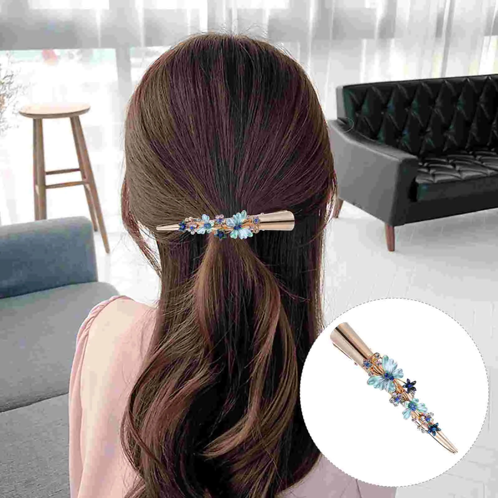

Hair Clips Flower Duckbill Rhinestone Metal Alligator Barrettesthick Duck Teeth Clip Vintage Large Jewelry Claw Sectioning