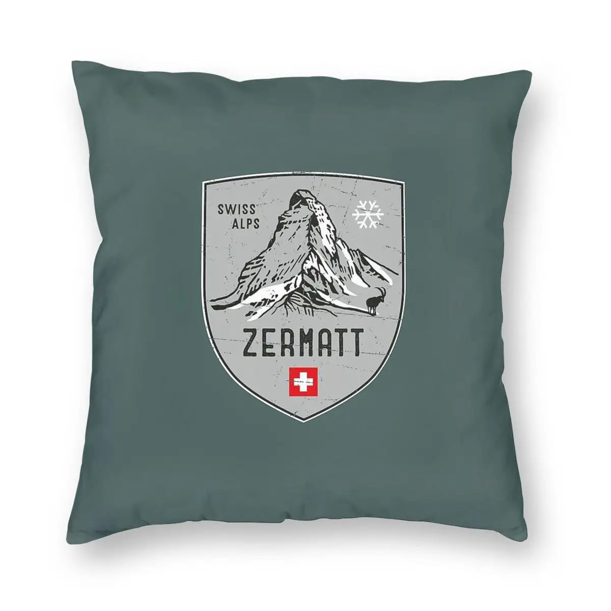 Zermatt Гора Швейцария эмблема квадратная наволочка полиэстер Лен бархат узор