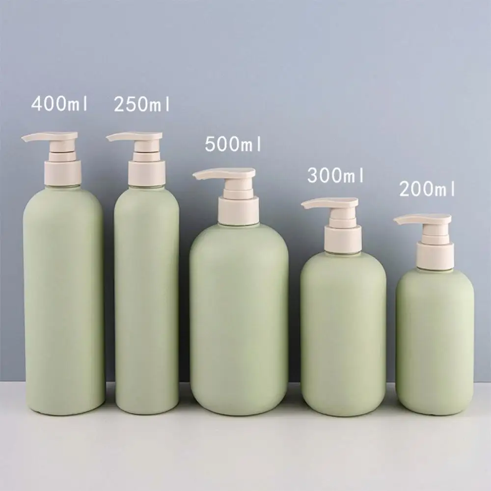 500/300/200ml Green Empty Plastic Pump Bottle For Liquid Lotion Shampoo Cosmetic Container Acrylic Pump Head Refillable Bottles images - 6