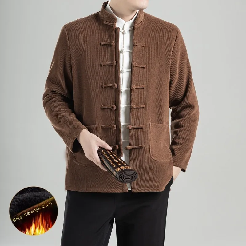 Черное вельветовое пальто с хлопковой подкладкой верхняя одежда для мужчин зима