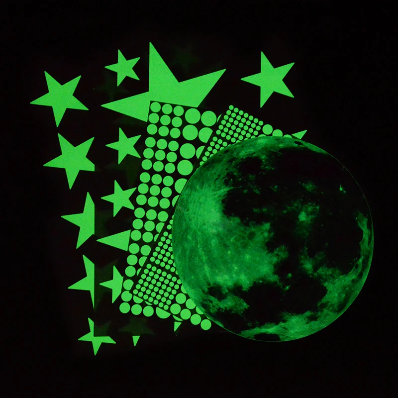 Люминесцентный самолет луна звезды настенные стикеры для детей декор детской