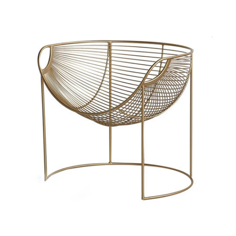 

Living room Nordic creative lazy gold hollow iron chair single leisure chair