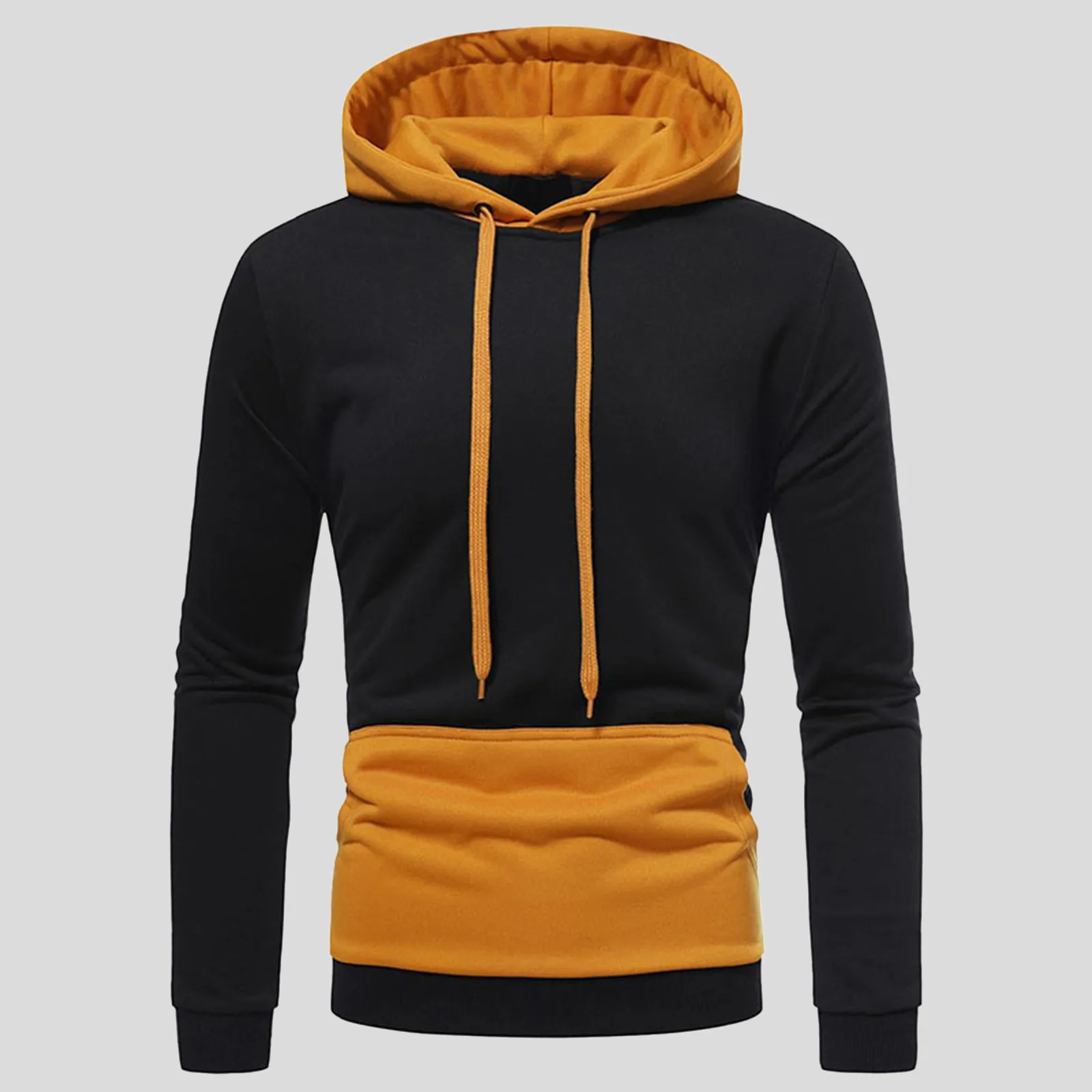 

Свитшот мужской с капюшоном, приталенный Повседневный однотонный длинный пуловер, мягкая кофта с капюшоном, верхняя одежда, осень