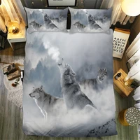 wolf bedding set 3d animal pattern printed single double twin full queen king snow wolf family duvet cover set for kids boysteen