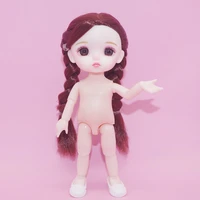 bjd dolls 16cm 13 movable jointed dolls cute big eyeball little boy girl head doll with shoes for girls toys nude body gift