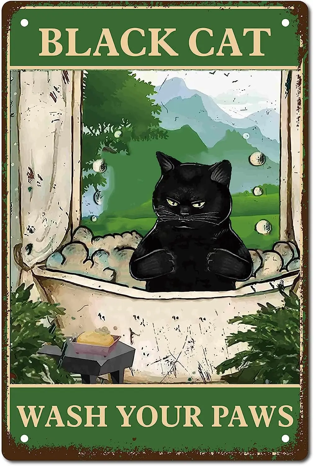 

Черная кошка стирать ваши лапы металлический жестяной знак ванная комната искусство Ретро Декор стены роспись подвесной Железный