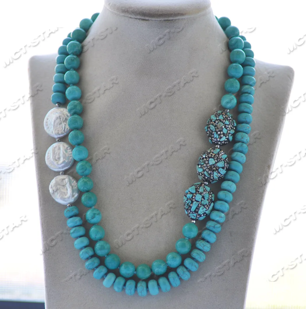 Ожерелье Z12019 с пресноводным жемчугом 17 ~ 34 дюйма 15 мм белой монеткой и