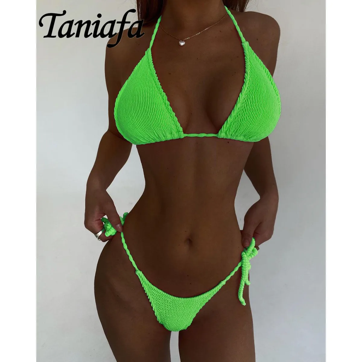 

Women Sexy Bikini Ladies Fluorescent Strap Swimwear Bathing Bikini Set Push-up Suit Swimsuit