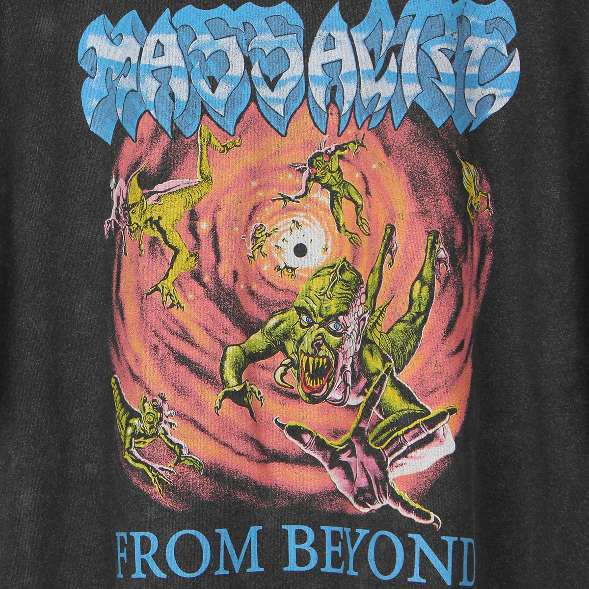 Фото Футболка Massacre From Beyond Death Metal Band Morbid Angel в стиле ретро, винтажная хлопковая мужская рубашка свободного покроя с заниженными плечами №2