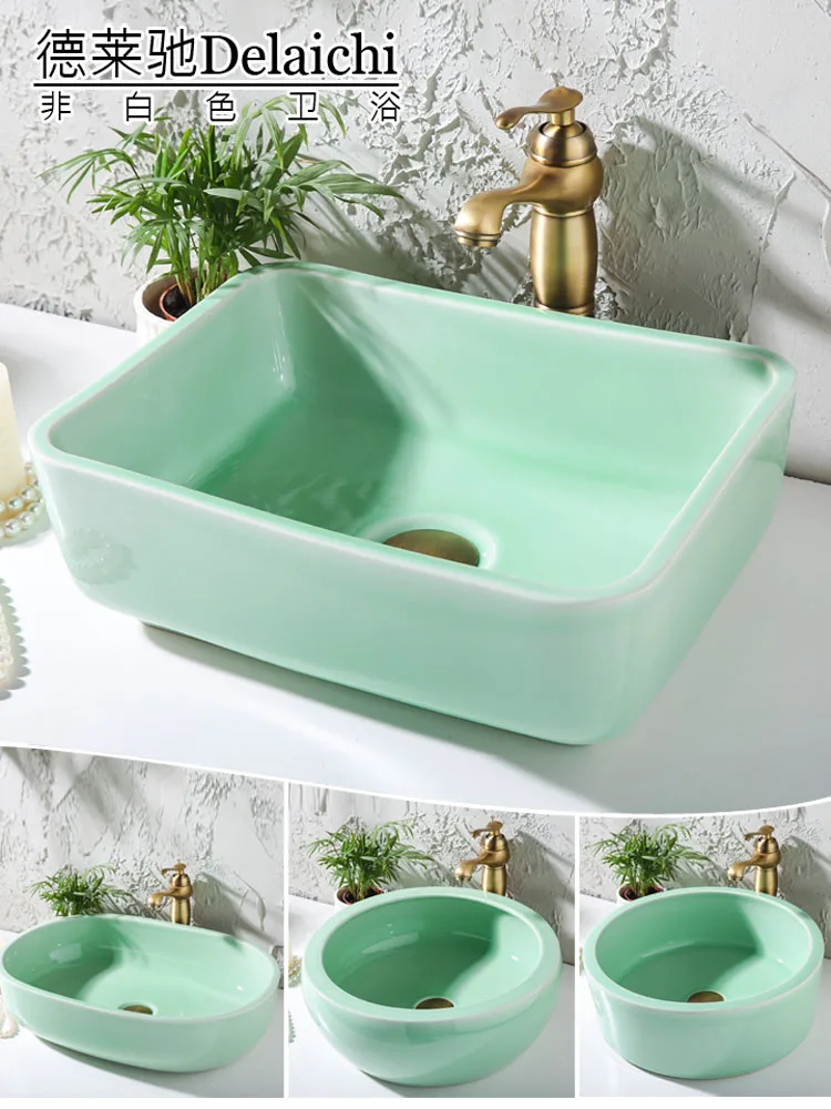 

New design Luxurious Golden porcelain bathroom vanity bathroom sink bowl countertop Rectangular Ceramic wash basin bathroom sink