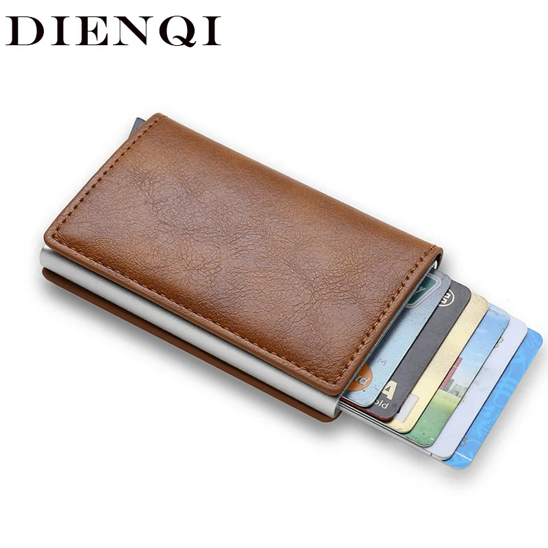 DIENQI Rfid Card Holder Men's Wallets Slim Small Male Leather Wallet Mini Pocket Money Bag Women Walet Valet Carteira Masculina