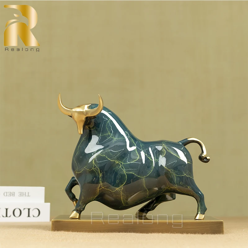 

Abstract Bronze Bull Statue Modern Art Bronze Bull Sculpture Hand-made Casting Crafts For Home Decor Desktop Ornament Gifts