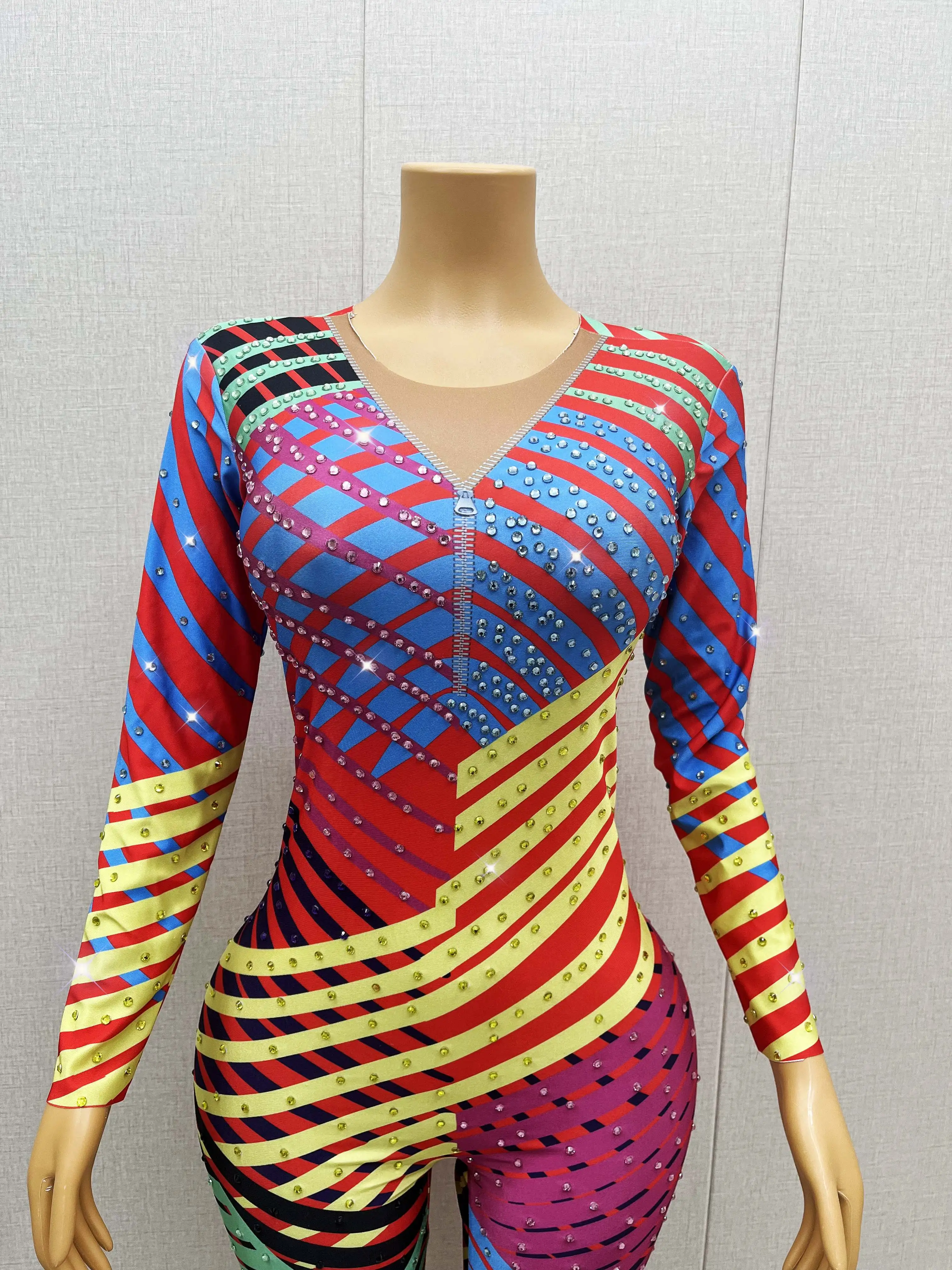 Яркий женский комбинезон с рисунком танцевальный сексуальный костюм боди