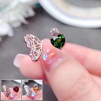 meibapj natural diopsidecitrinegarnet gemstone trendy heart ring for women real 925 sterling silver charm fine party jewelry