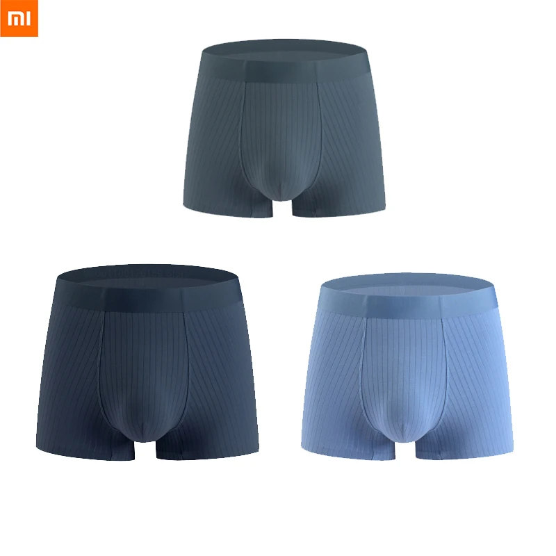 

3pcs Xiaomi Long-staple cotton seamless men underwear boxer shorts vertical stripes quick-drying underwear men's mesh underwear