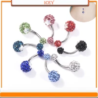 1pc pentagram belly ring ball navel stud stainless steel belly navel jewelry crystal belly button ring rhinestones navel bar