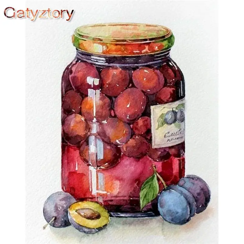 

GATYZTORY 60x75cm Painting By Numbers Acrylic Paints Scenery Picture Drawing Fruit Drinks Number painting Home Decor Unique Gift