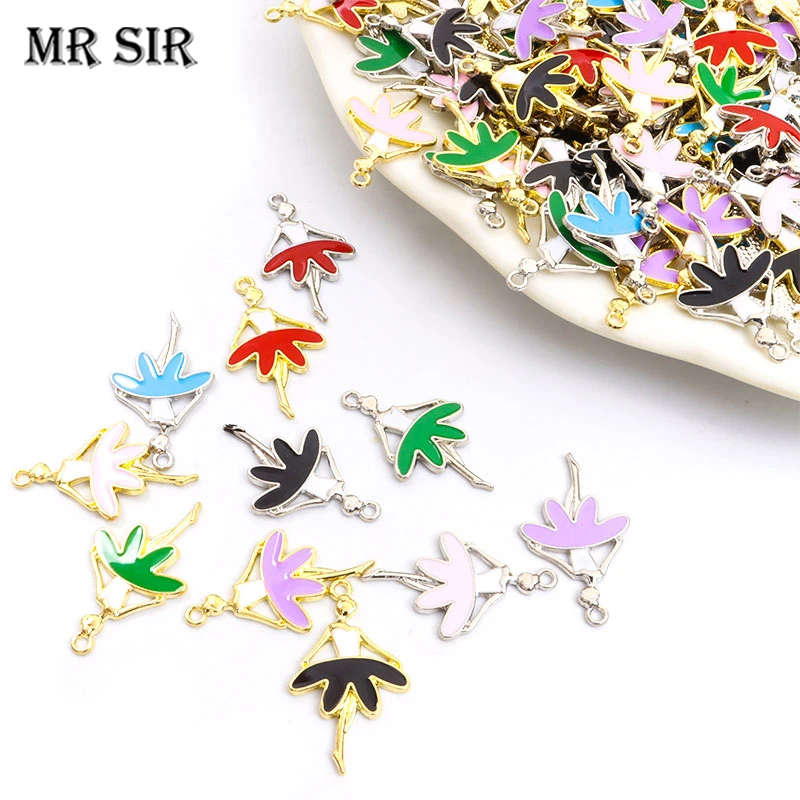

10pcs/lot 18x30MM Enamel Ballet Dancer Girl Charms Fashion Elegant Pendant For Necklace Bracelet DIY Accessories Dangle Earrings