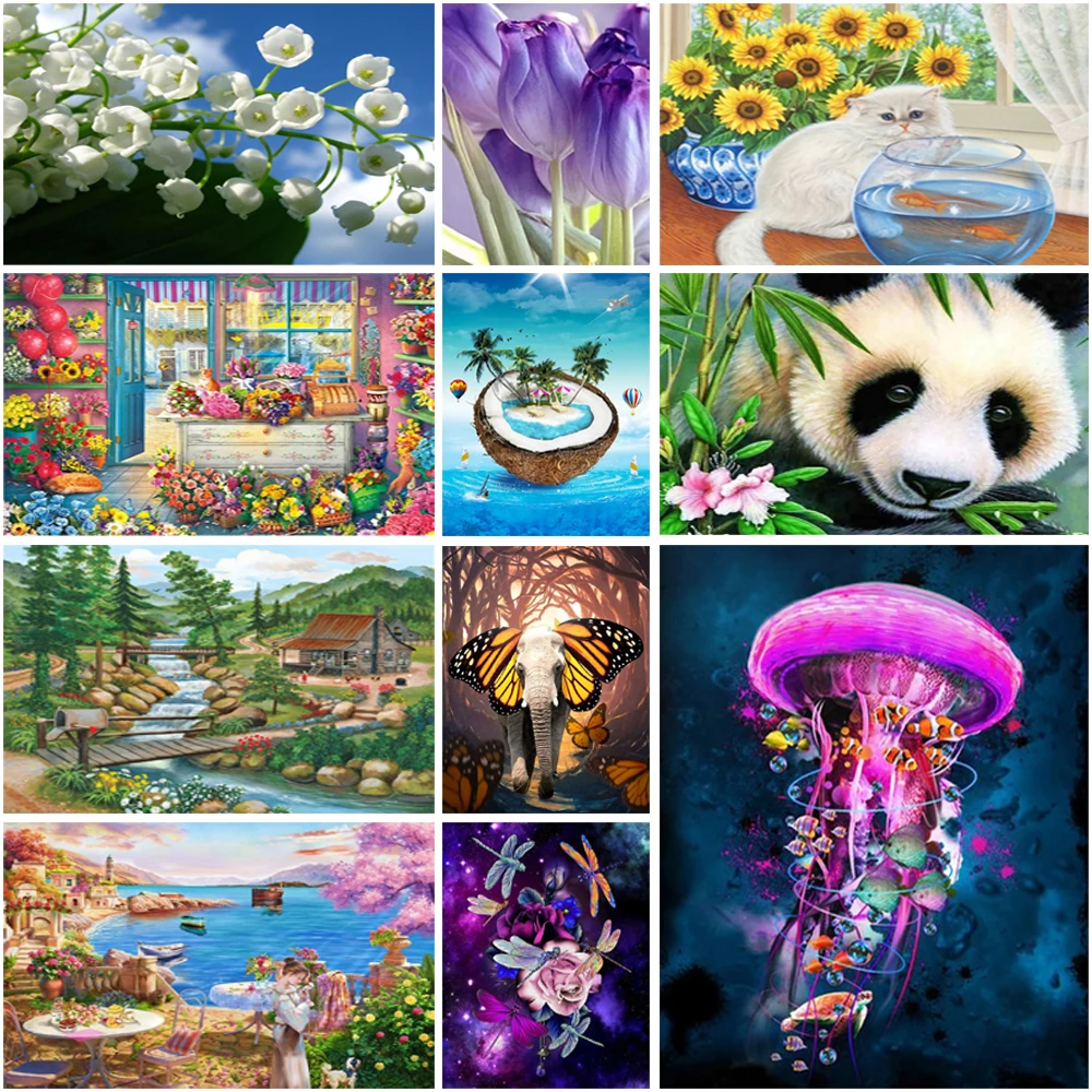 

5D DIY Diamond Art Painting Kit Landscape Diamond Embroidery Animal Pictures of Rhinestones Mosaic Cross Stitch Home Decor Gift