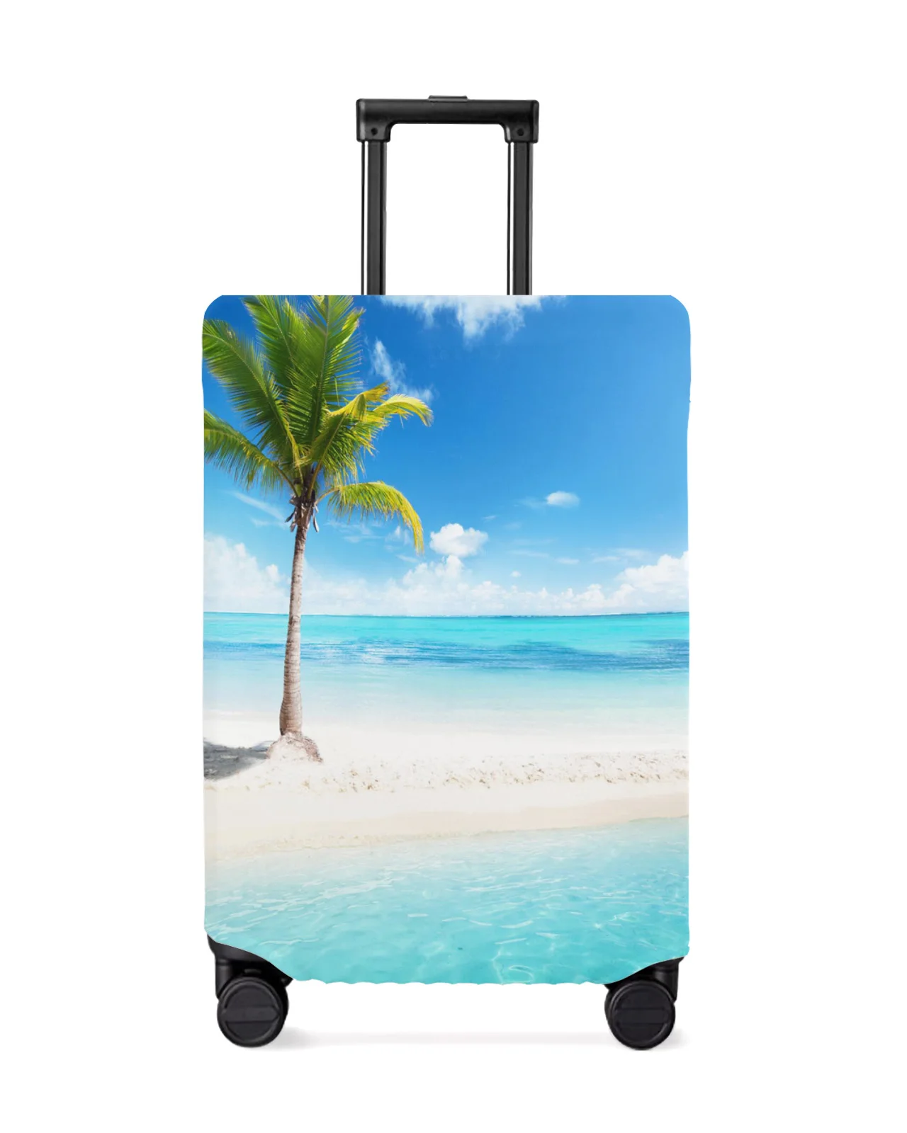

Palm Tree Sea Beach Blue Sky White Clouds Travel Luggage Cover Elastic Baggage Cover Suitcase Case Dust Cover Travel Accessories