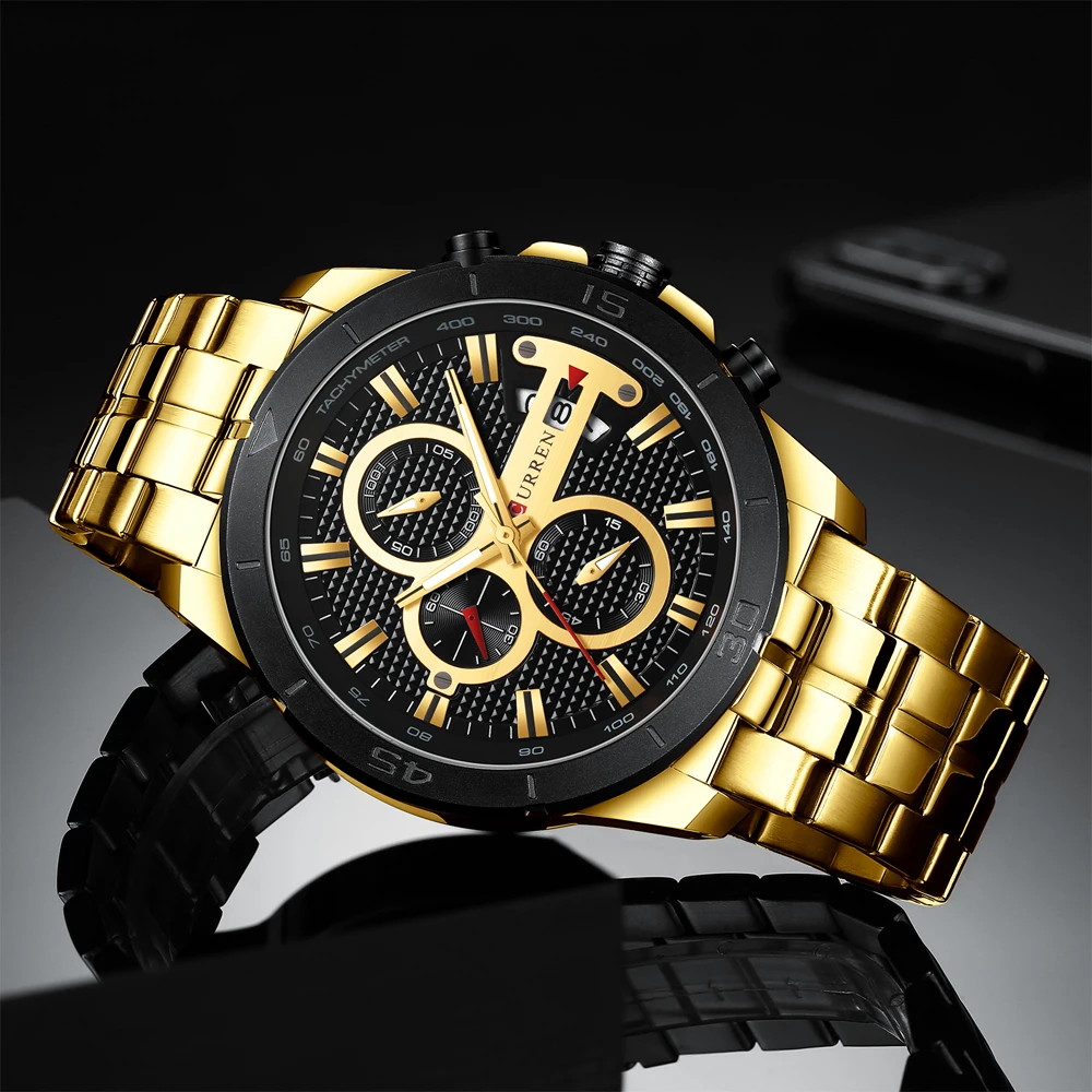 

New CURREN 8337 Quartz Watches Sporty Men Wristwatch with Stainless Steel Clock Male Casual Chronograph Watch Relojes