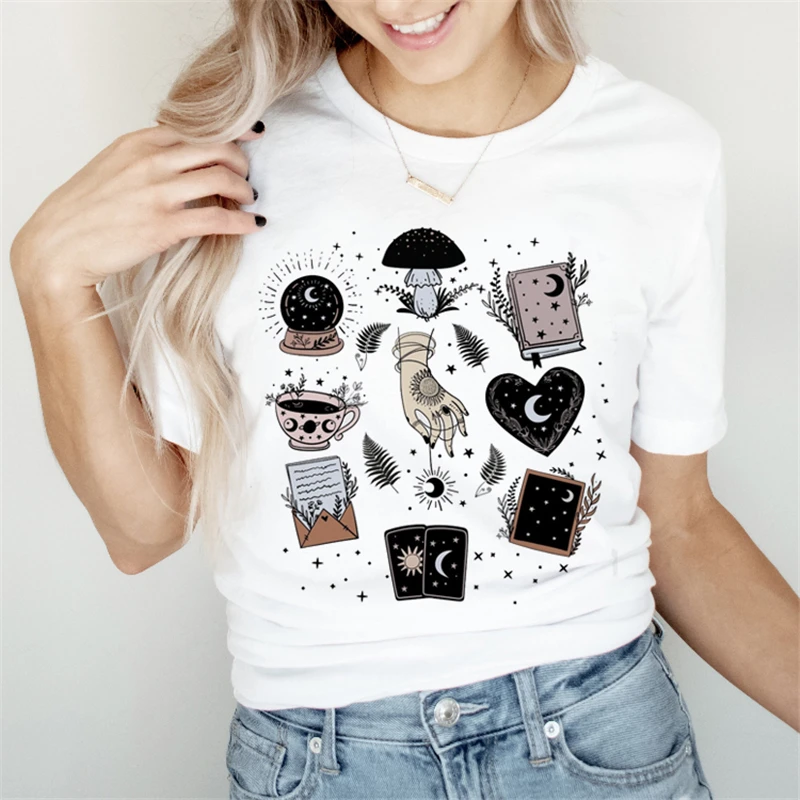 

Women Female Summer Witch Magic Printing 2022 Trend Cartoon Tshirts Fashion Clothes Graphic T Top Lady Print Tee T-Shirt