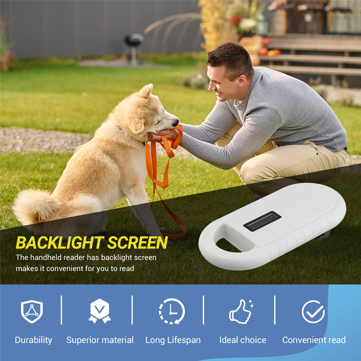 RFID-считыватель Сканер микрочипов для домашних животных Ручной считыватель чипов