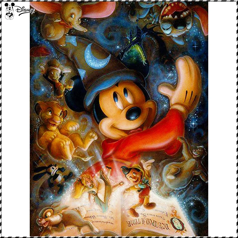 głosem Disney Mickey Mouse w pełnym rozmiarze 5D mozaika diamentowa malowanie kreskówka okrągły kształt grafika do dekoracji ...