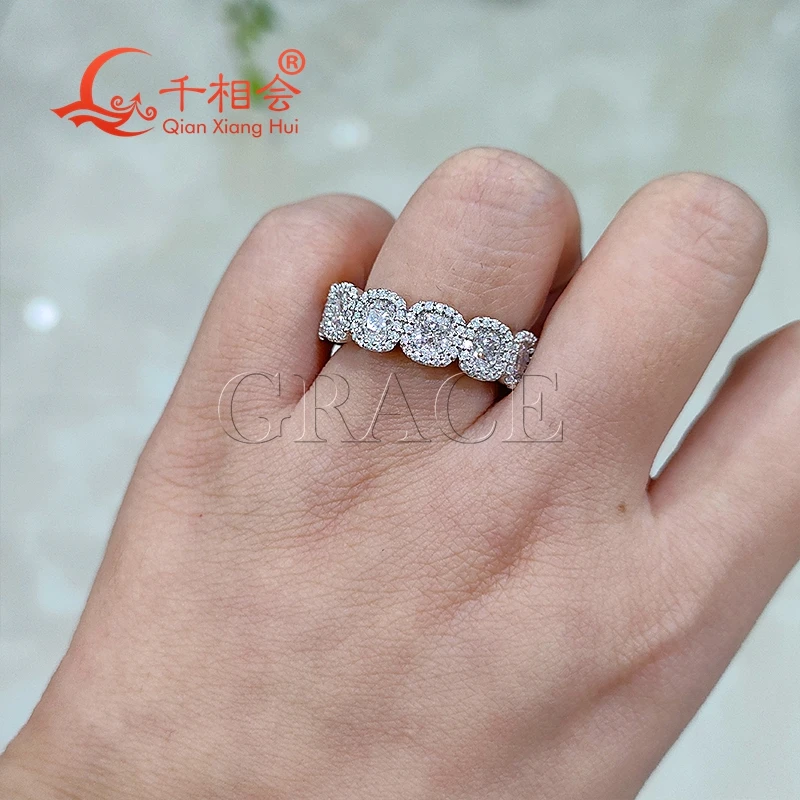 10k 14k 18k real gold 6mm cushion Crystal sugar ring hip hop  round Moissanite Ring Men women  Diamonds Male fine Jewelry