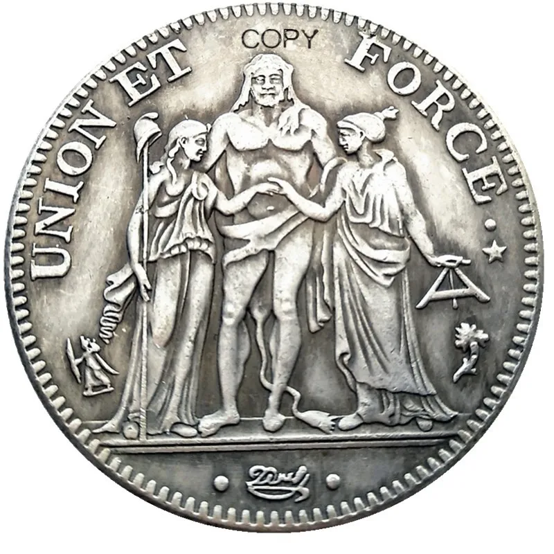 

Франция, 5 франков, LAN 4, Посеребренная копировальная монета