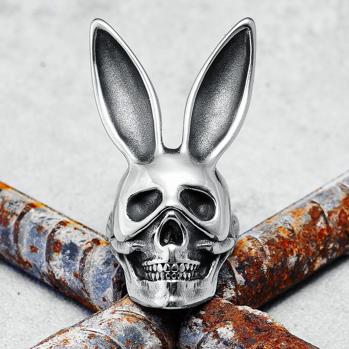 

316L Stainless Steel Bunny Skull Ring Masquerade Women Men Punk Rock Rings for Friend Rider Biker Jewelry Best Gift Wholesale